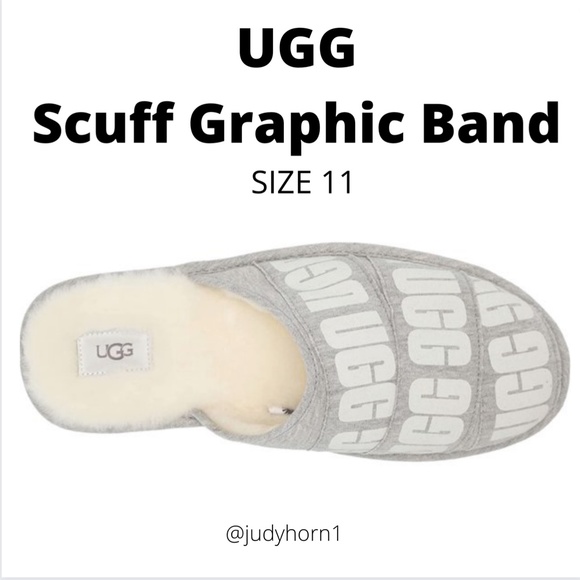 FATHER'S DAY SHOPPING " CLOSET SAMPLE"UGG Size 11 Men’s Scuff Graphic Band Grey" - Picture 2 of 11